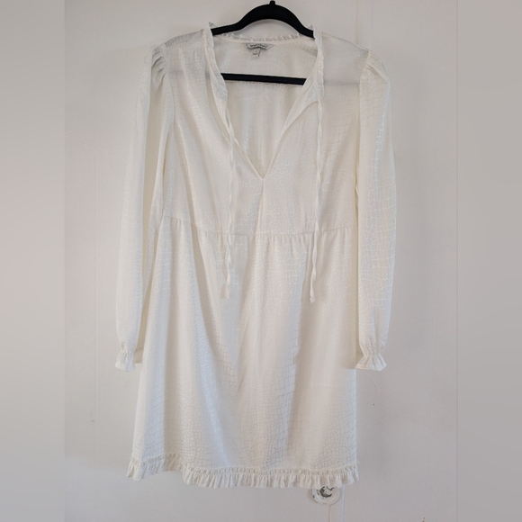 Speechless White Long Sleeve Sundress with V-Neck - Picture 2 of 11